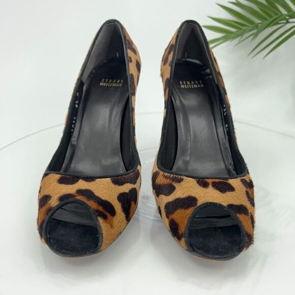 Stuart Weitzman Pumps Women's Size 8.5 M Brown Pony Hair Wedge Slip On Shoes - Picture 3 of 15